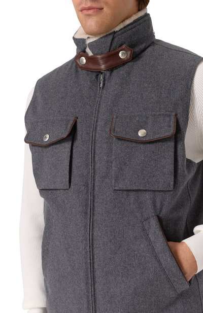 Пуховый жилет с отделкой из овчины BRUNELLO CUCINELLI, арт. MM4701646, фото 5