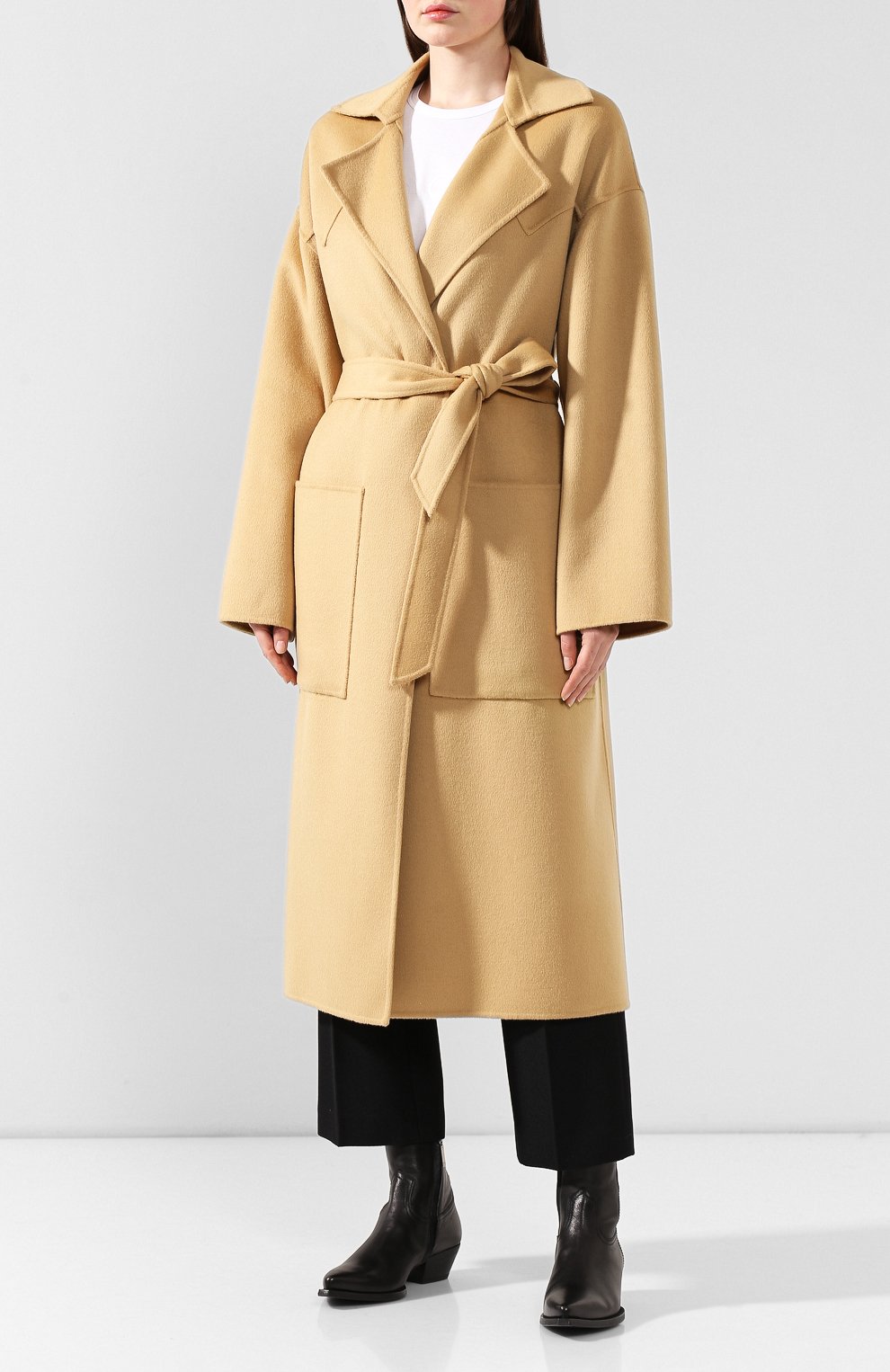 Пальто из смеси шерсти и шелка NANUSHKA, арт. ALAM0_CASHEW_D0UBLE SILK W00L BLEND, фото 3