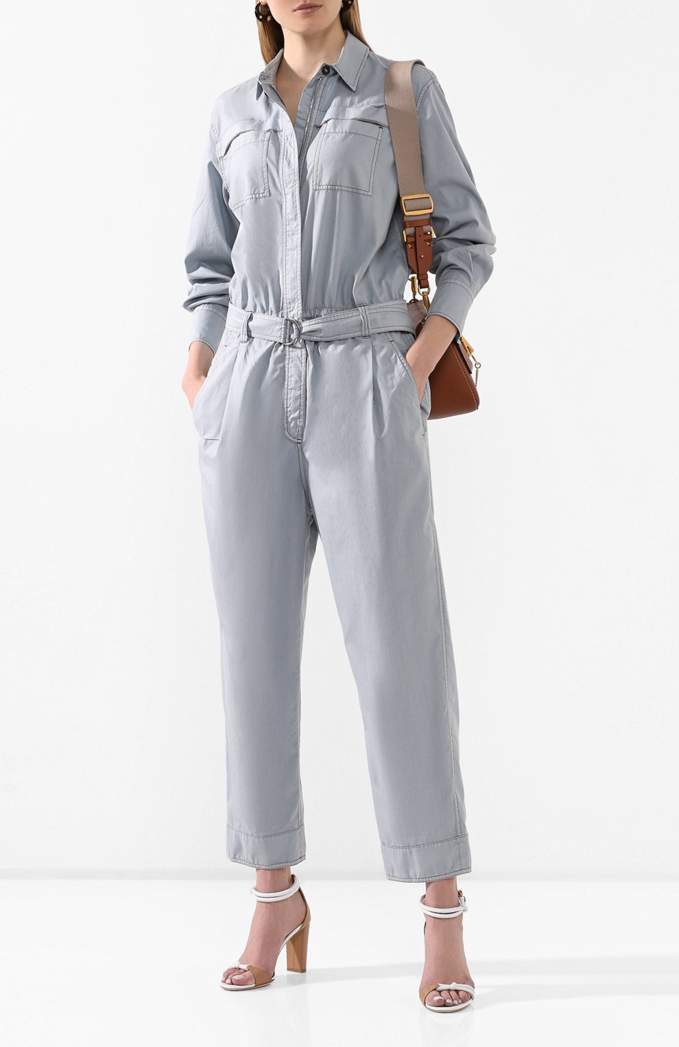 Хлопковый комбинезон BRUNELLO CUCINELLI голубого цвета по цене 394500 руб., арт. ML680FL399, фото 2 Хлопковый комбинезон BRUNELLO CUCINELLI, арт. ML680FL399, фото 2