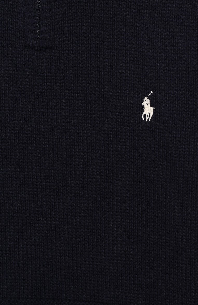 Детский свитер из хлопка и шерсти POLO RALPH LAUREN темно-синего цвета, арт. 322749930 | Фото 3 (Статус проверки: Проверена категория; Материал внешний: Шерсть, Хлопок; Рукава: Длинные; Принт: С принтом; Мальчики Кросс-КТ: Свитер-одежда)