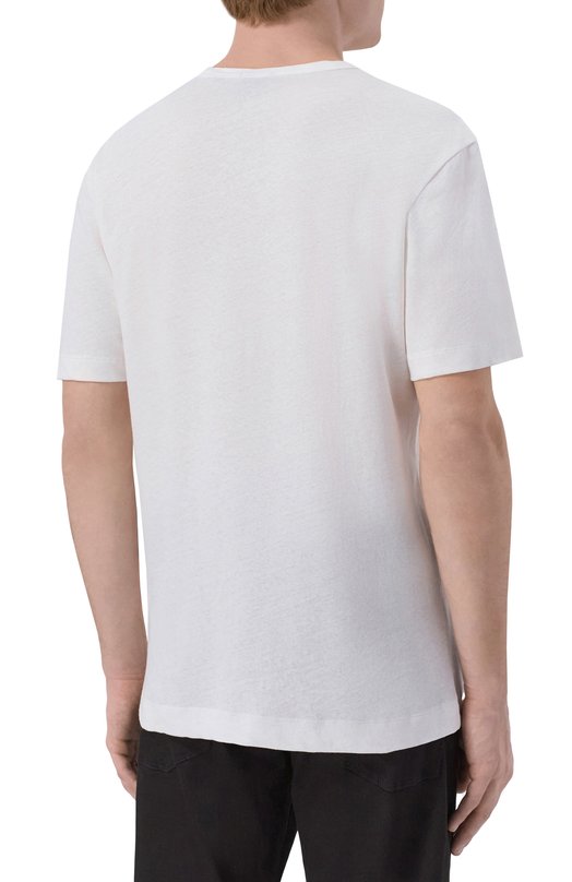 Футболка из хлопка и льна BOSS 50559166 Белый  50559166 Фото 4