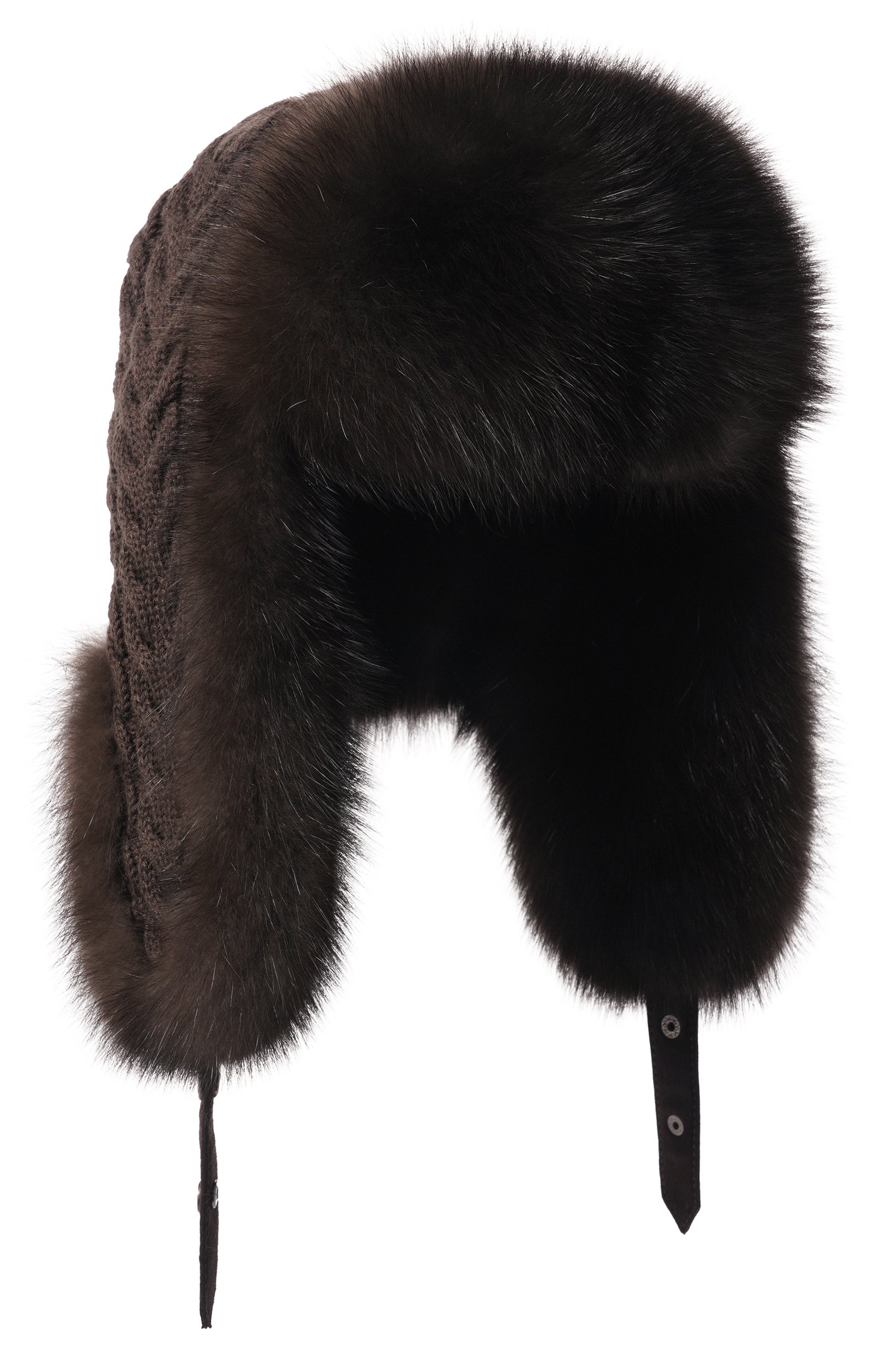Кашемировая шапка-ушанка с мехом соболя BLACK SABLE, арт. BS-FHK-EB, фото 1