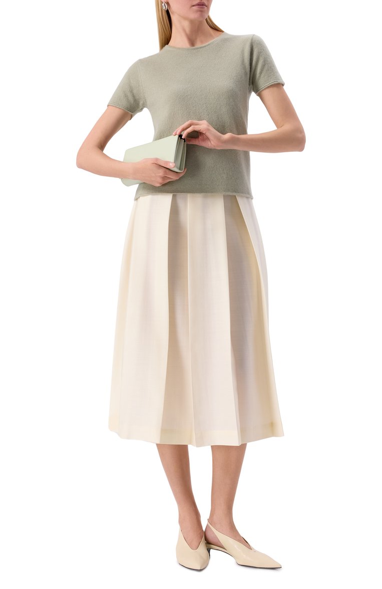 Женская сумка all-day JIL SANDER светло-зеленого цвета, арт. J07ZH0012/P5355 | Фото 7 (Материал: Натуральная кожа; Ремень/цепочка: На ремешке; Размер: mini; Автоматизация состава: Проставлено; Автоматизация ТО: Проставлено)