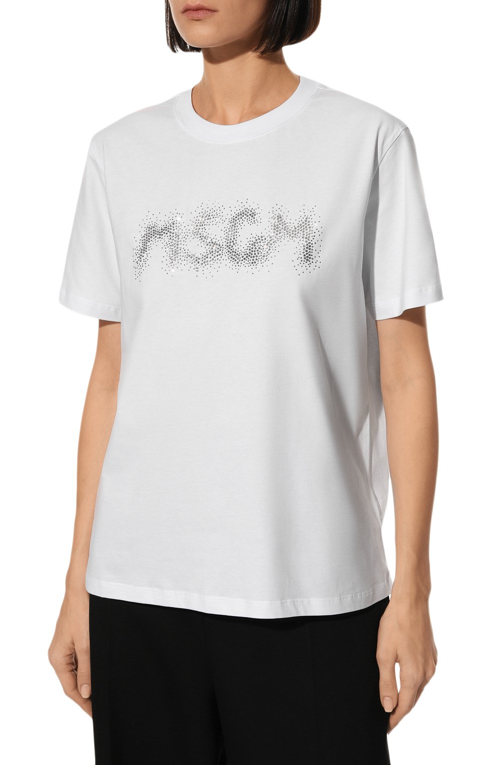 Хлопковая футболка MSGM белого цвета по цене 16050 руб., арт. 3341MDM107 227798, фото 3 Хлопковая футболка MSGM, арт. 3341MDM107 227798, фото 3