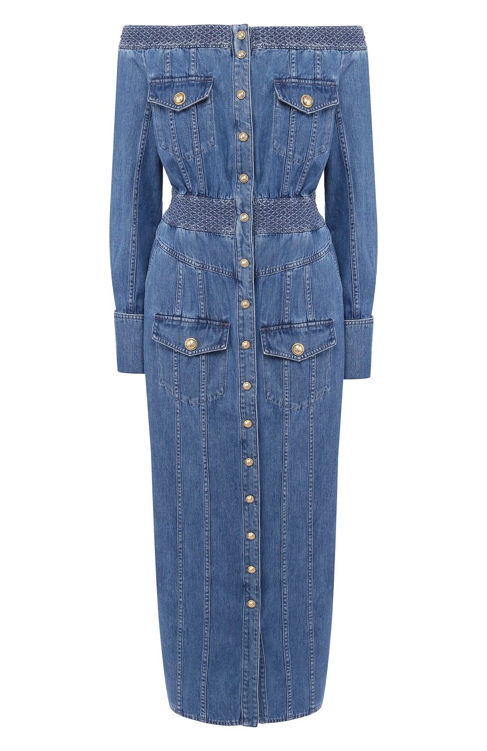 Джинсовое платье BALMAIN голубого цвета по цене 238500 руб., арт. SF16364/D084, фото 1 Джинсовое платье BALMAIN, арт. SF16364/D084, фото 1