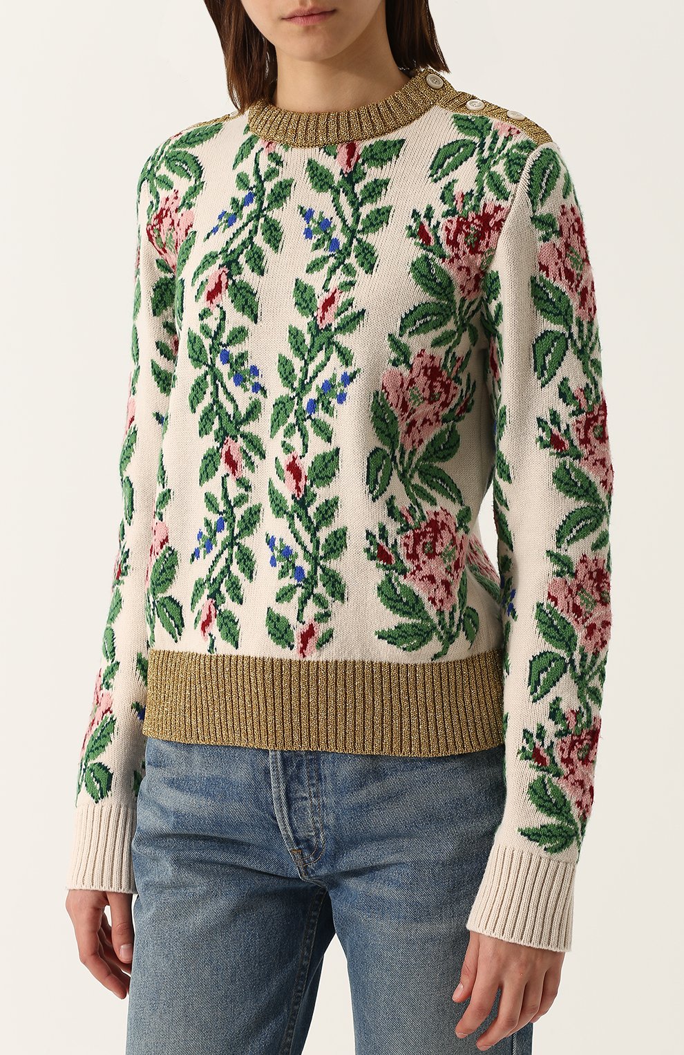 Шерстяной пуловер прямого кроя с круглым вырезом GUCCI, ар т. 493495/X9H12, фото 3