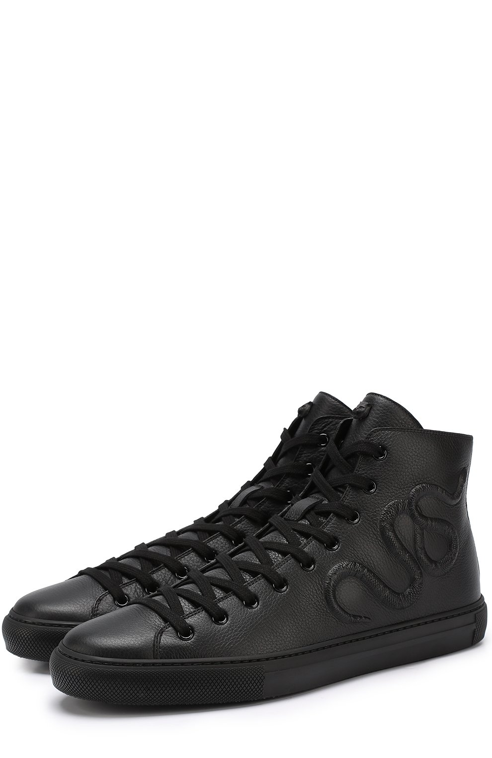 Высокие кожаные кеды с фактурной отделкой GUCCI, арт. 449989/BX030, фото 1