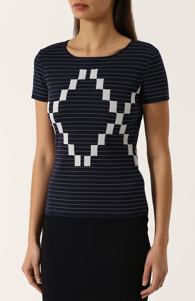 Вязаный топ с коротким рукавом и круглым вырезом GIORGIO ARMANI, арт. 3ZAMA4/AM70Z, фото 3