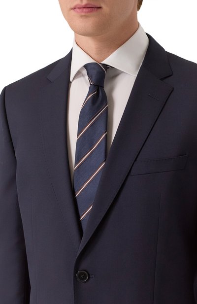 Галстук из шелка и хлопка GIORGIO ARMANI темно-синего цвета по цене 25250 руб., арт. GM000800/TE16570, фото 2 Галстук из шелка и хлопка GIORGIO ARMANI, арт. GM000800/TE16570, фото 2