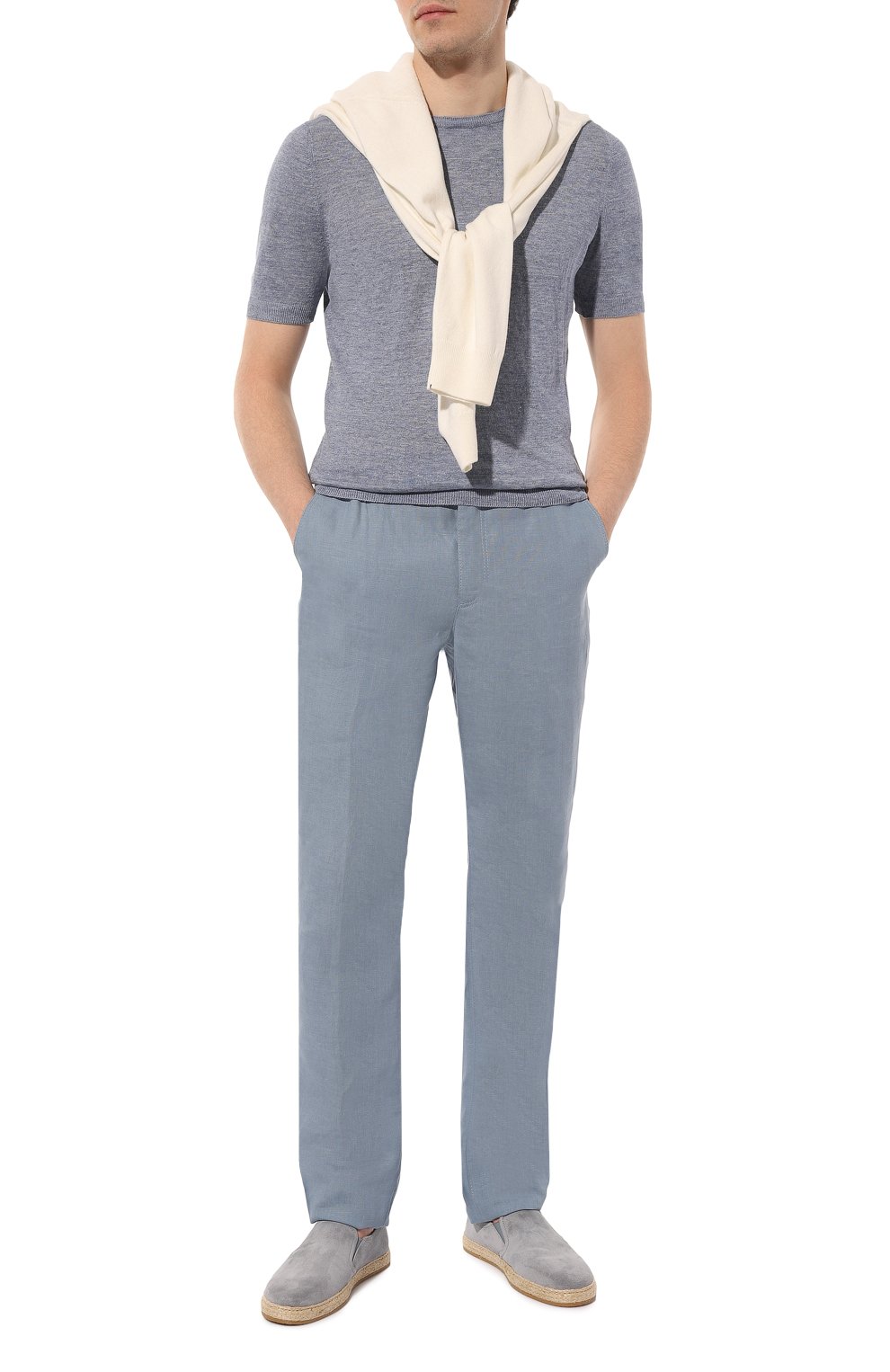 Льняной джемпер GRAN SASSO голубого цвета по цене 19950 руб., арт. 57177/24801, фото 2 Льняной джемпер GRAN SASSO, арт. 57177/24801, фото 2