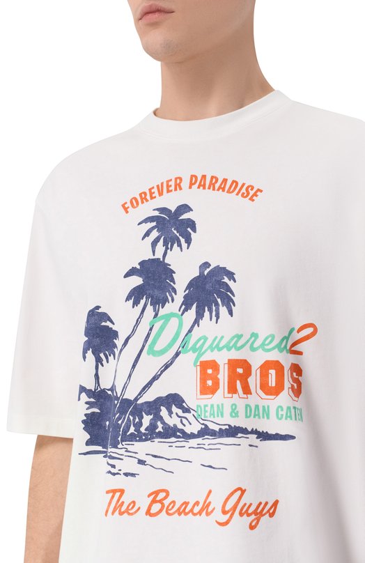 Хлопковая футболка Dsquared2 S74GD1547/D20106 Белый  S74GD1547/D20106 Фото 5