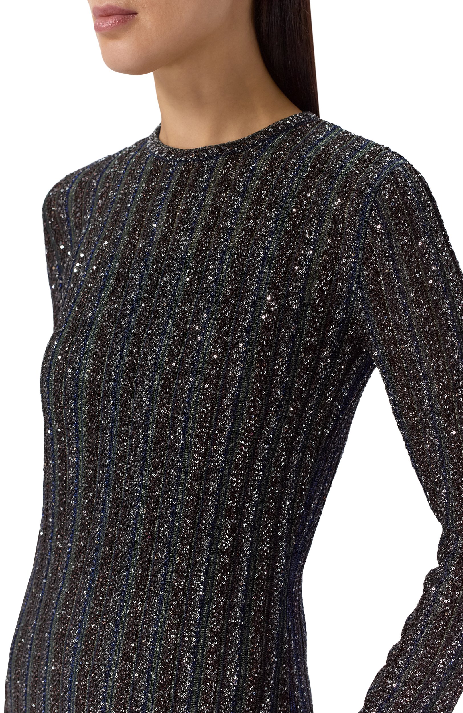 Платье с отделкой пайетками MISSONI серого цвета по цене 357500 руб., арт. DS26WG0S/BK01KR, фото 4 Платье с отделкой пайетками MISSONI, арт. DS26WG0S/BK01KR, фото 4