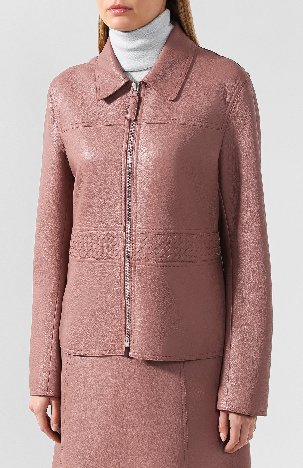 Кожаный жакет BOTTEGA VENETA светло-розового цвета по цене 448000 руб., арт. 546308/V0K90, фото 3 Кожаный жакет BOTTEGA VENETA, арт. 546308/V0K90, фото 3