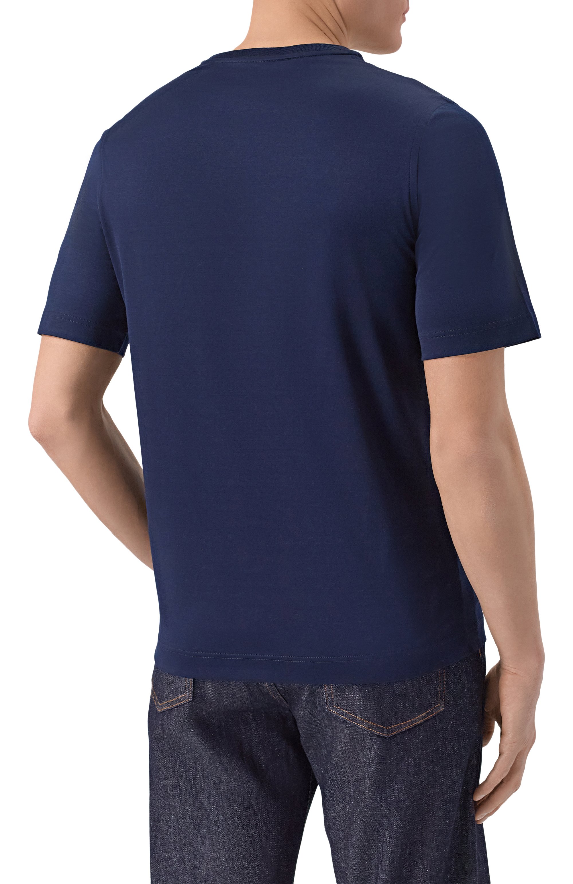 Хлопковая футболка с отделкой из кожи аллигатора ZILLI, арт. TSR02AM0143VBLE01, фото 4