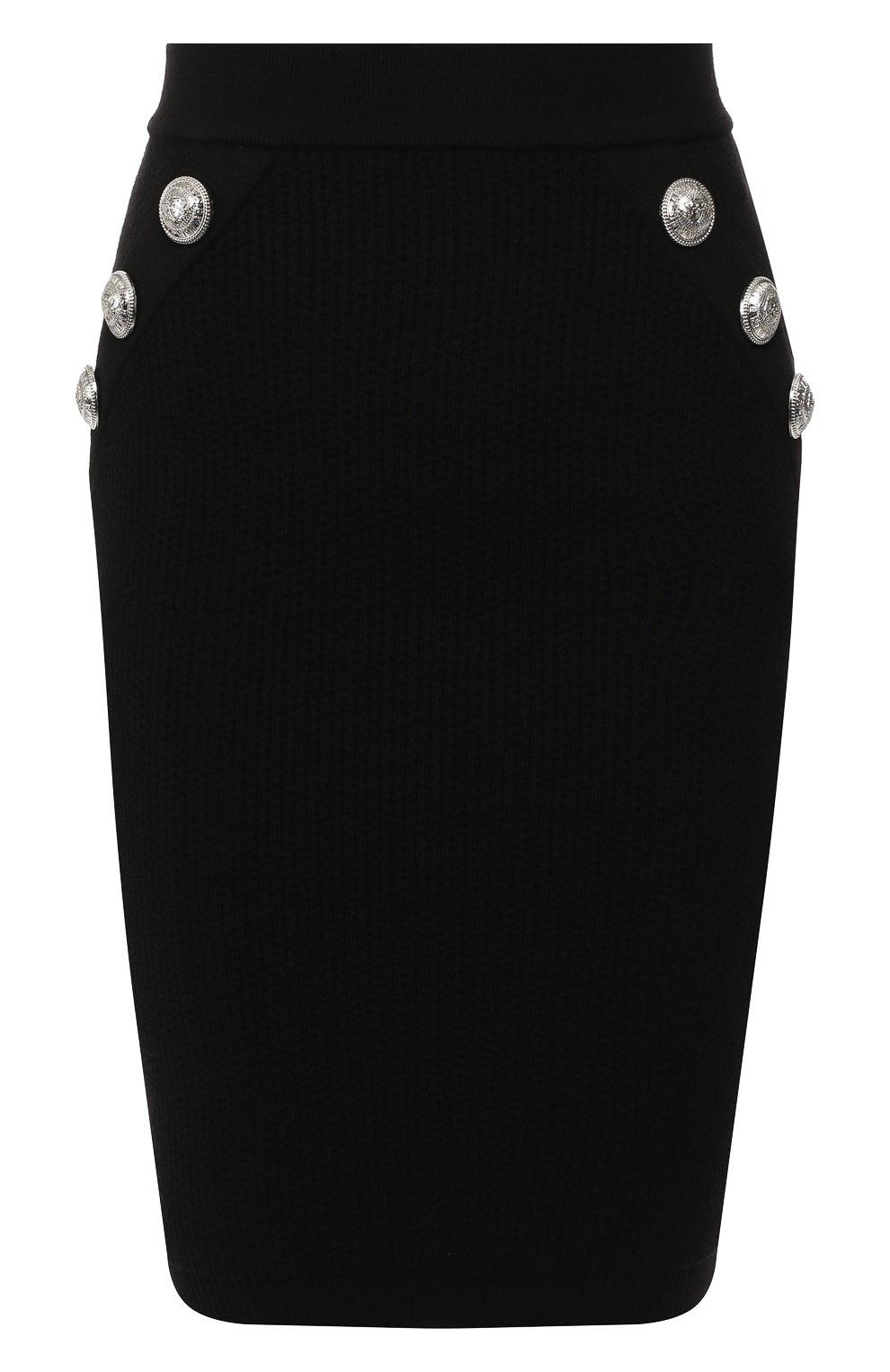Шерстяная юбка BALMAIN черного цвета по цене 94750 руб., арт. SF24212/K488, фото 1 Шерстяная юбка BALMAIN, арт. SF24212/K488, фото 1