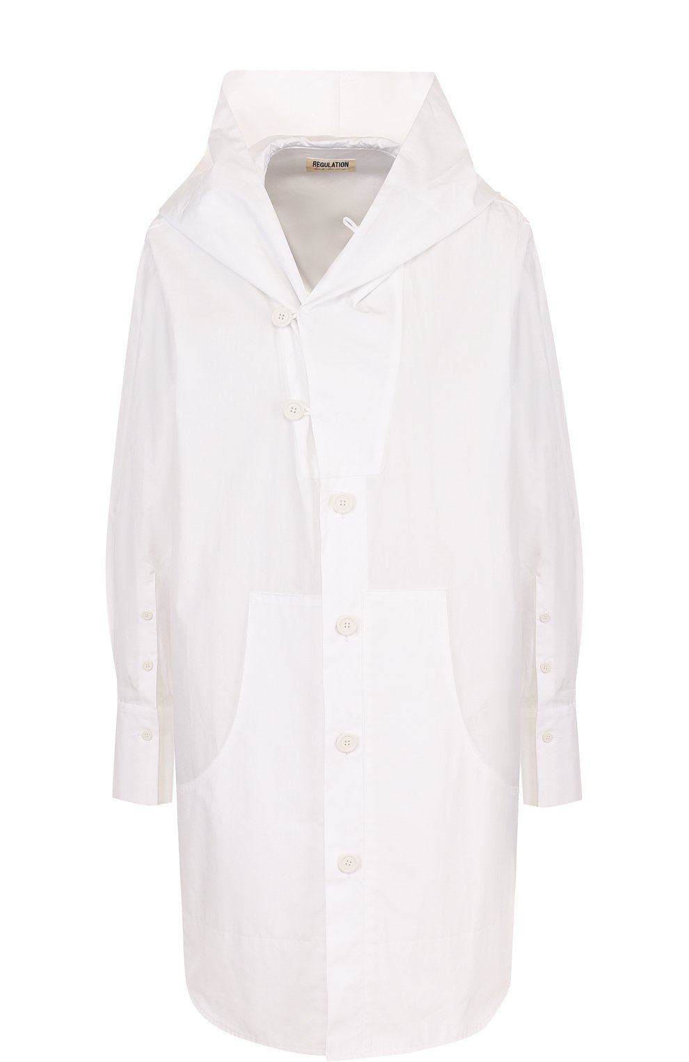 Однотонная хлопковая блуза с капюшоном YOHJI YAMAMOTO, арт. FE-B53-001, фото 1