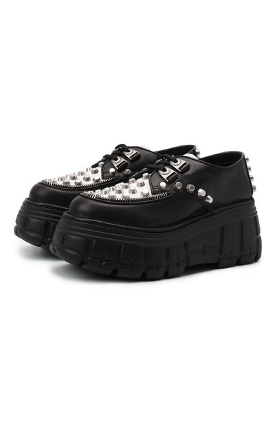 Кожаные дерби MIU MIU черного цвета по цене 105000 руб., арт. 5E636D-Y56-F0967-M085, фото 1 Кожаные дерби MIU MIU, арт. 5E636D-Y56-F0967-M085, фото 1