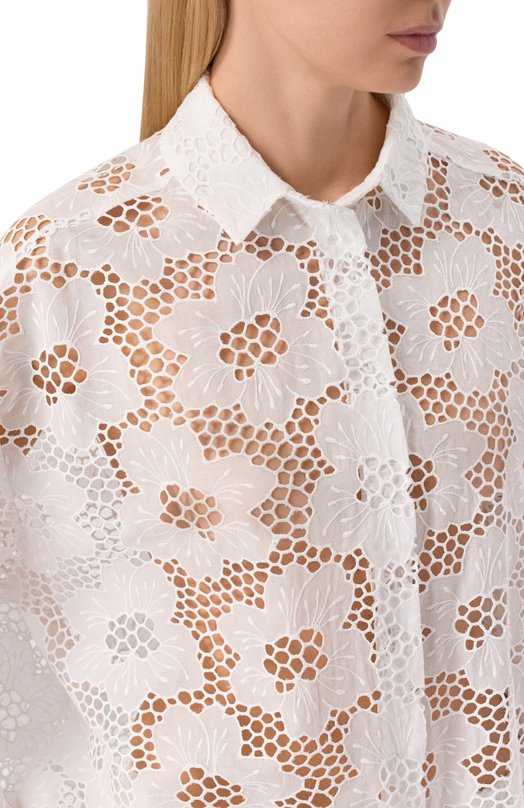 Хлопковая блузка Vika Gazinskaya SS26-12238 Белый  SS26-12238 Фото 5