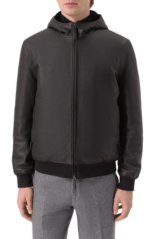 Кожаный бомбер с меховой подкладкой MVST SWEAT913/274-00/60 Чёрный  SWEAT913/274-00/60 Фото 3