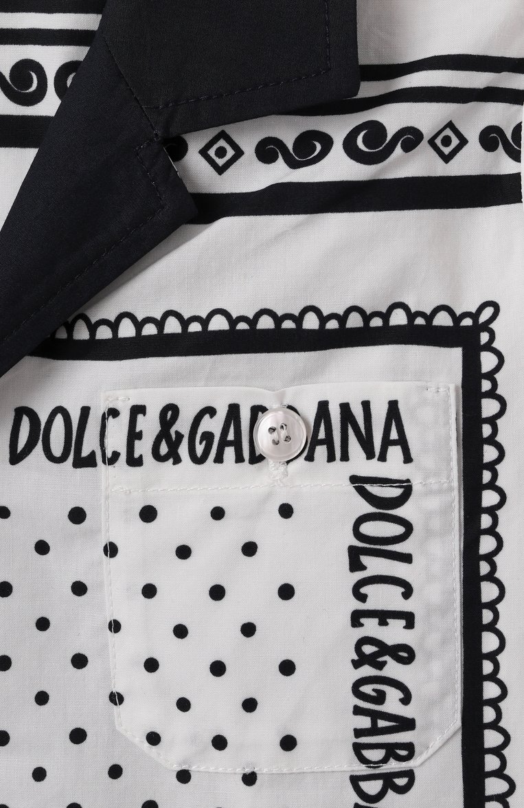 Детский хлопковая рубашка DOLCE & GABBANA черно-белого цвета, арт. L14S37/FI5KQ | Фото 3 (Материал внешний: Хлопок; Нос: Не проставлено; Кросс-КТ НВ: Рубашка; Автоматизация состава: Проставлено; Ростовка одежда: 9 мес | 74 см, 12 мес | 80 см, 18 мес | 86 см, 24 мес | 92 см)