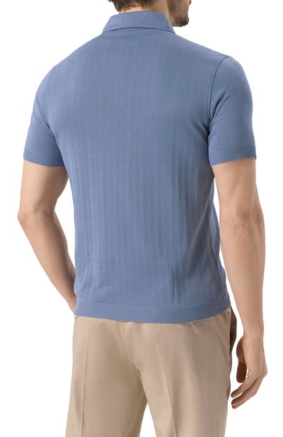 Хлопковое поло CORNELIANI голубого цвета по цене 31150 руб., арт. 25G521-2525007, фото 4 Хлопковое поло CORNELIANI, арт. 25G521-2525007, фото 4