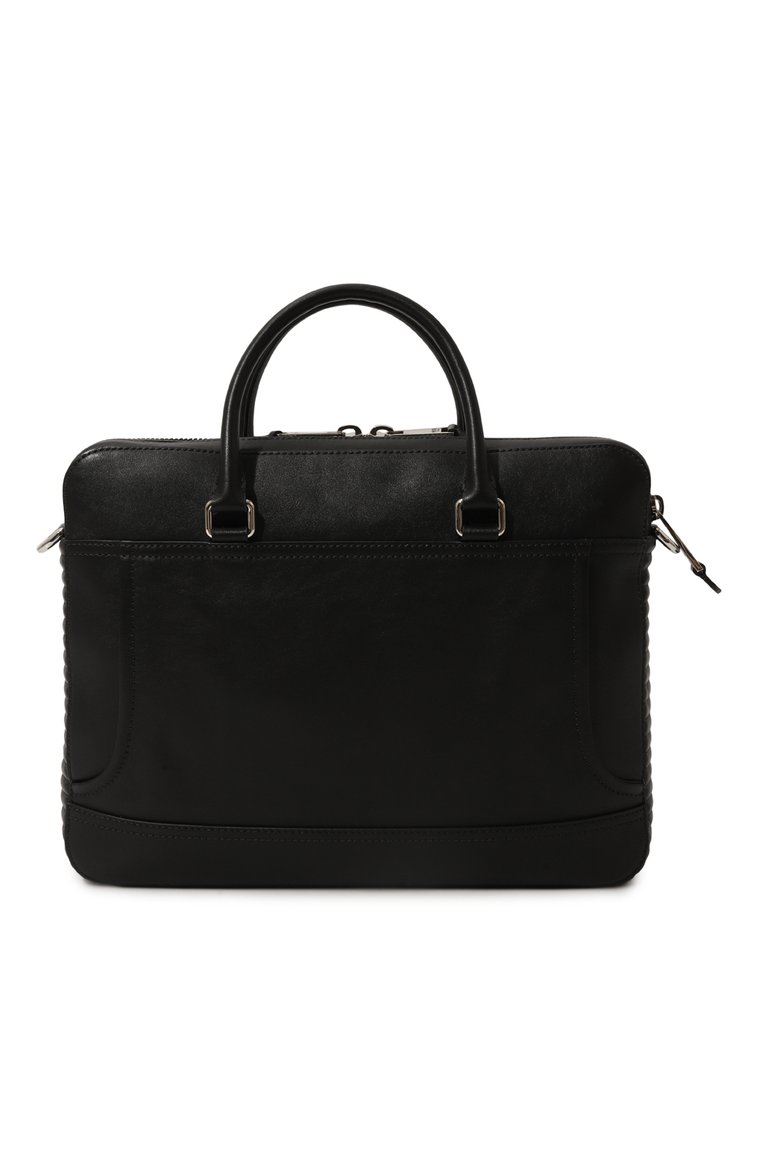 Мужская портфель biker MOSCHINO черного цвета, арт. A7448/8002 | Фото 6 (Материал сплава: Проставлено; Драгоценные камни: Проставлено; Ремень/цепочка: На ремешке; Размер: large; Материал: Натуральная кожа; Сумки-технические: Портфели)