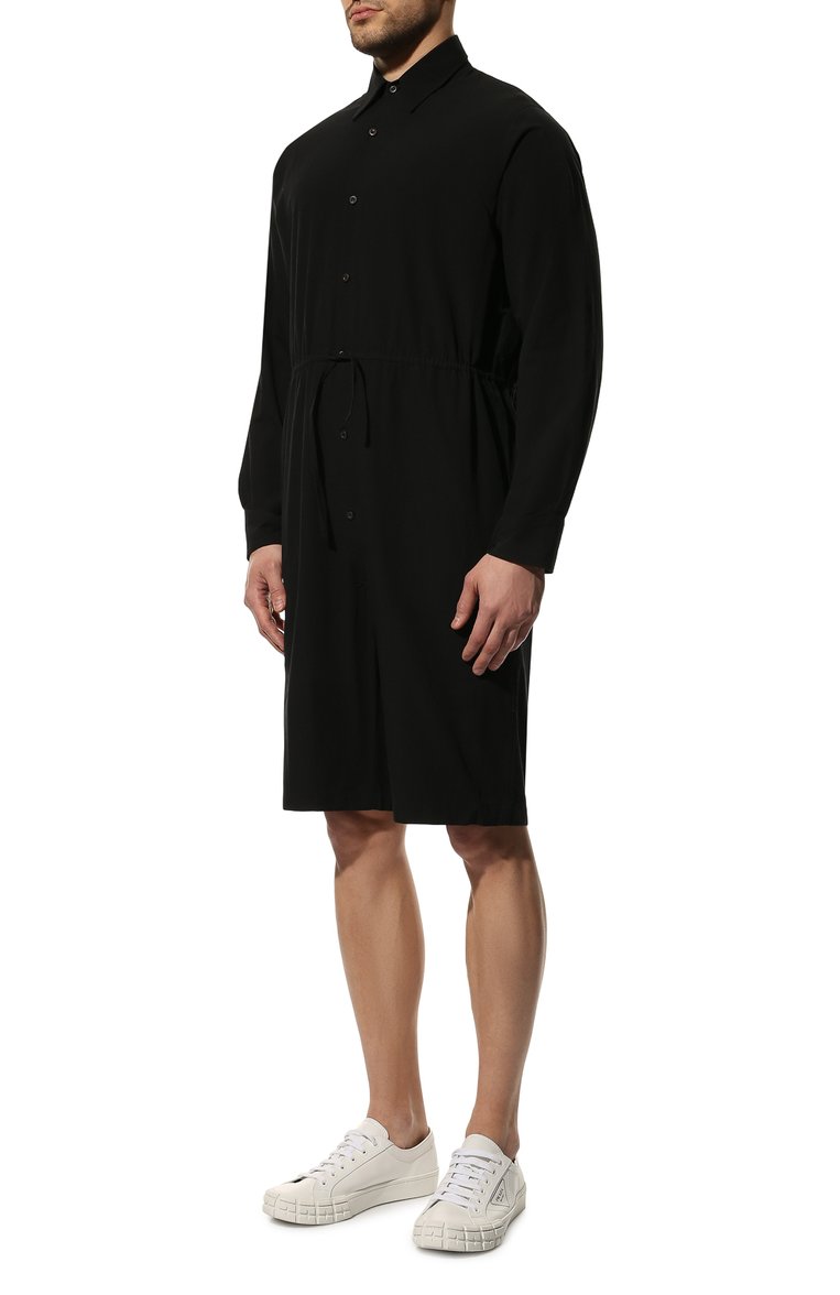 Мужской хлопковый комбинезон PRADA черного цвета, арт. SC567-K2G-F0002-221 | Фото 3 (Рукава: Длинные; Материал внешний: Хлопок; Случай: Повседневный; Стили: Кэжуэл; Материал сплава: Проставлено; Региональные ограничения белый список (Axapta Mercury): Не проставлено; Драгоценные камни: Проставлено; Нос: Не проставлено)