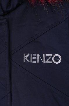 Детская парка с контрастной отделкой на капюшоне KENZO синего цвета, арт. KK44018/8A-12A | Фото 3 (Материал внешний: Хлопок, Синтетический материал; Статус проверки: Проверено, Проверена категория; Рукава: Длинные; Материал подклада: Синтетический материал; Девочки Кросс-КТ: Парка-верхняя одежда; Кросс-КТ: Зима; Материал сплава: Проставлено, Проверено; Драгоценные камни: Проставлено; Ростовка одежда: 10 - 11 лет | 140 - 146см, 12 лет | 152 см, 8 лет | 128 см)