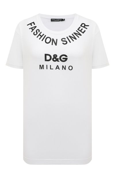 Женская хлопковая футболка DOLCE & GABBANA, арт. F8K74T/G7QQY/0UTLET AW22-23