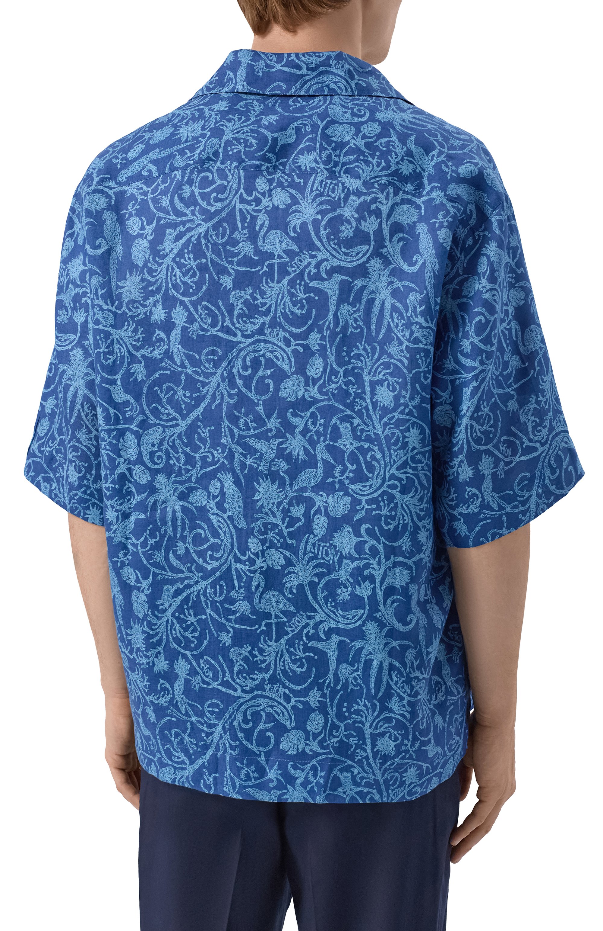 Льняная рубашка KITON синего цвета по цене 121000 руб., арт. UMC028H09717, фото 4 Льняная рубашка KITON, арт. UMC028H09717, фото 4