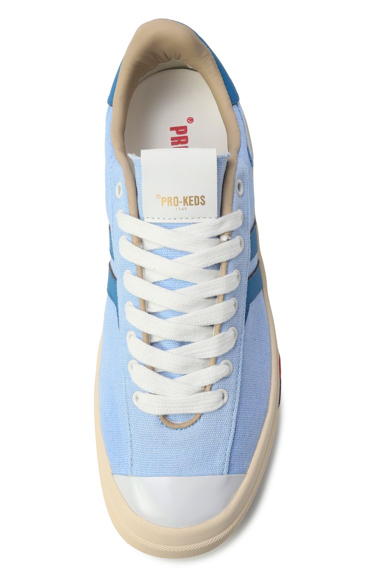 Женские текстильные кеды court ace PRO-KEDS 1949 голубого цвета, арт. C0URT ACE/CANVAS & LEATHER | Фото 6 (Автоматизация состава: Проставлено; Материал внутренний: Текстиль, Натуральная кожа; Материал внешний: Текстиль; Подошва: Платформа; Автоматизация ТО: Проставлено; Материал утеплителя: Без утеплителя; Стили: Кэжуэл; Кросс-КТ: Низкие)