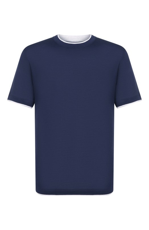 Футболка из шелка и хлопка Brunello Cucinelli MD8217427 Синий MD8217427