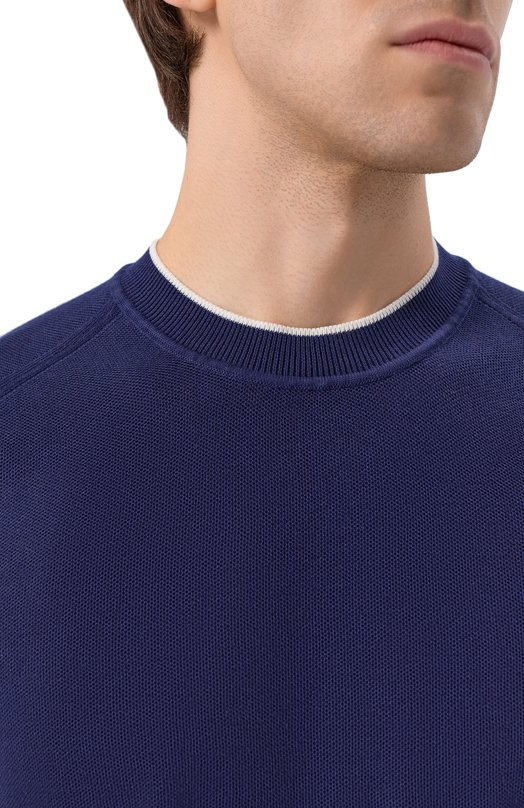 Хлопковый джемпер Kiton UMM0762 Синий  UMM0762 Фото 5