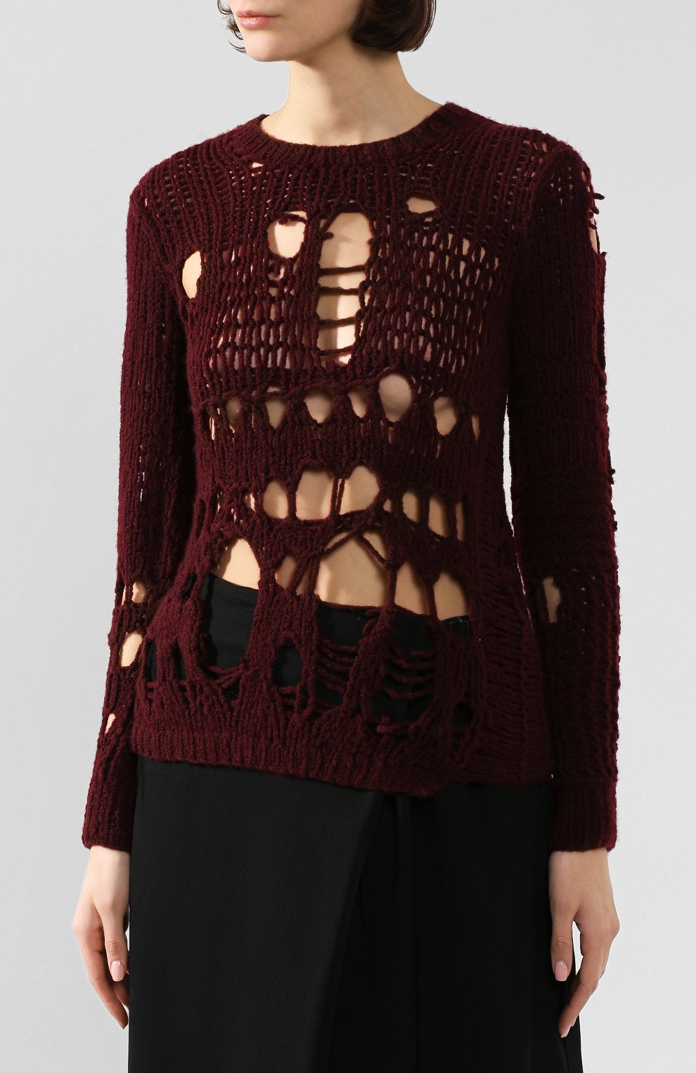 Шерстяной свитер ANN DEMEULEMEESTER бордового цвета по цене 156500 руб., арт. 1902-4018-P-258-037, фото 3 Шерстяной свитер ANN DEMEULEMEESTER, арт. 1902-4018-P-258-037, фото 3
