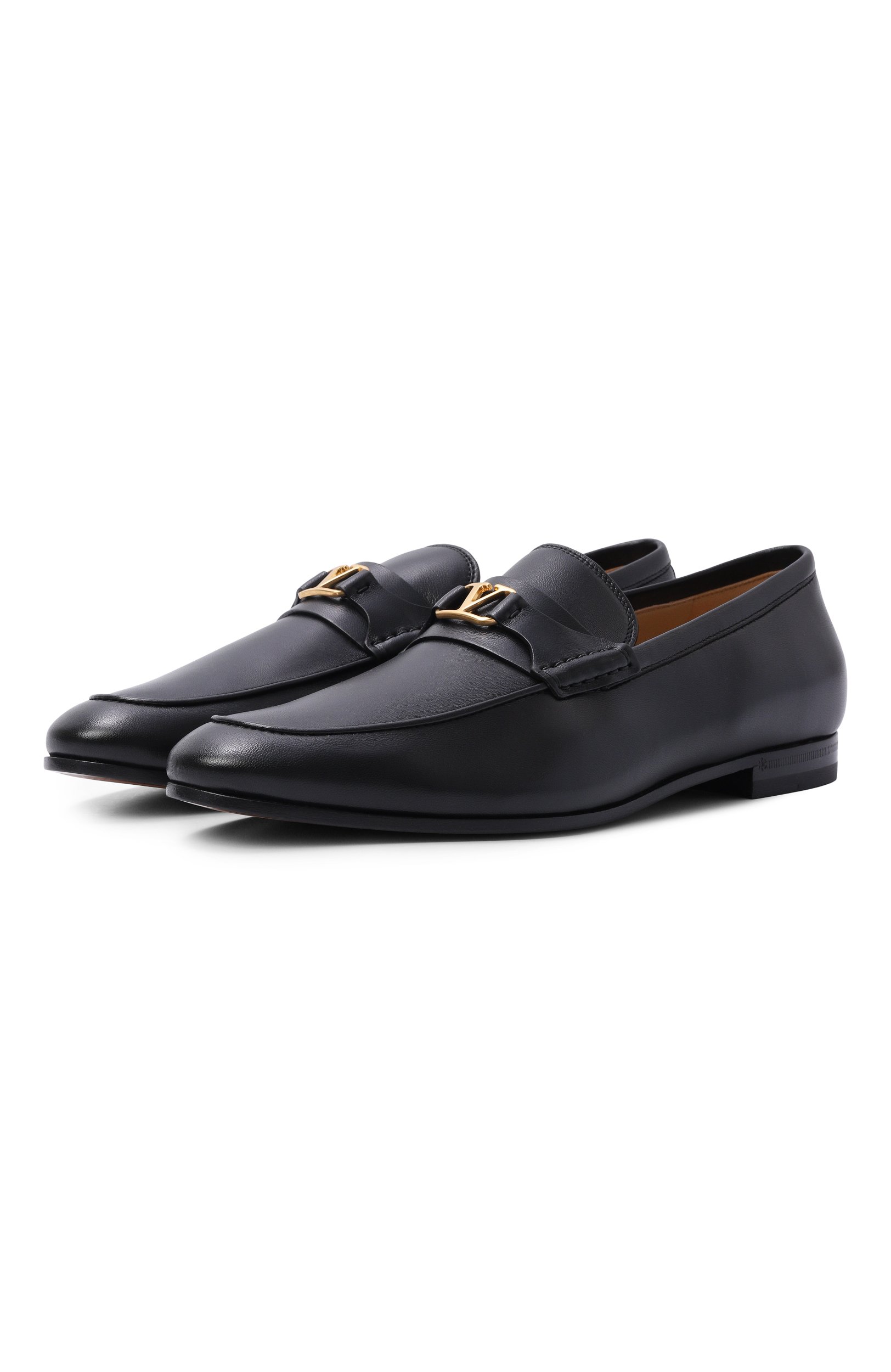 Кожаные лоферы vlogo signature VALENTINO черного цвета по цене 112500 руб., арт. 9Y2S0N31/EJC, фото 1 Кожаные лоферы vlogo signature VALENTINO, арт. 9Y2S0N31/EJC, фото 1