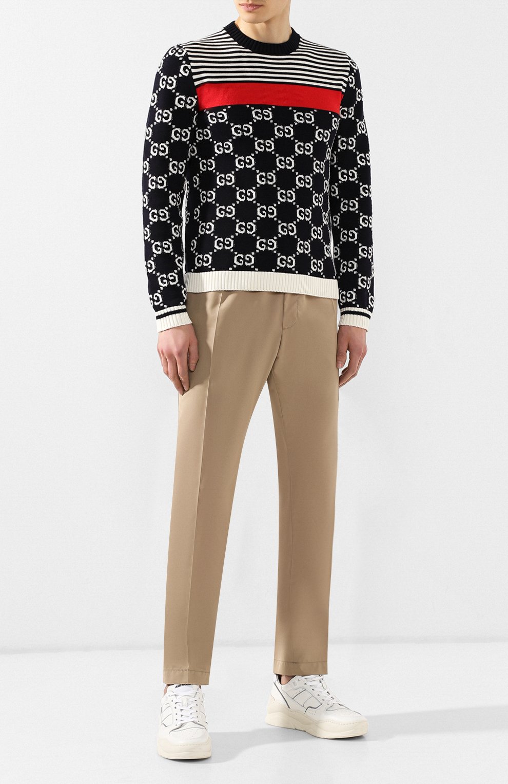 Хлопковый джемпер GUCCI темно-синего цвета по цене 133920 руб., арт. 496458/X9I07, фото 2 Хлопковый джемпер GUCCI, арт. 496458/X9I07, фото 2