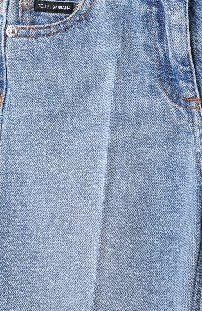 Детские джинсы DOLCE & GABBANA голубого цвета, арт. L52F91/LDD08/2-6 | Фото 3 (Нос: Не проставлено; Детали: Потертости; Материал внешний: Хлопок; Автоматизация состава: Проставлено; Ростовка одежда: 4 года | 104 см, 5 лет | 110 см, 6 лет | 116 см, 3 �года | 98 см, 2 года | 92 см)