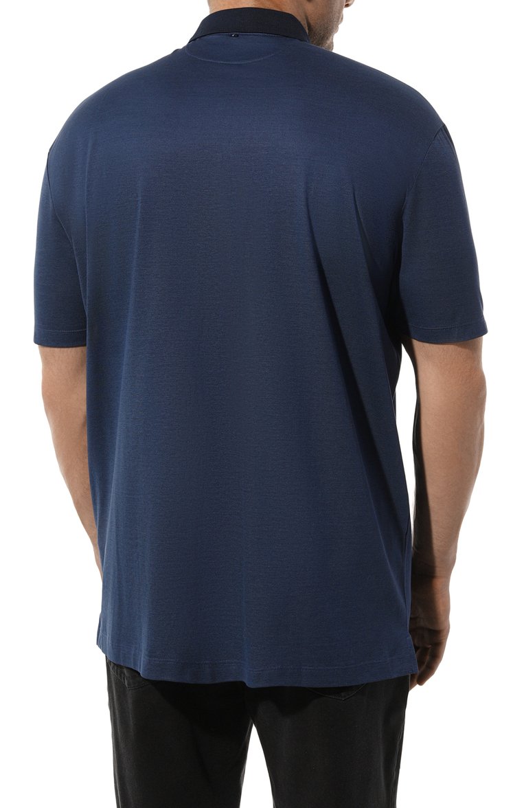 Мужское хлопковое поло PAUL&SHARK темно-синего цвета, арт. 24411341/3XL-6XL | Фото 4 (Рукава: Короткие; Длина (для топов): Удлиненные; Материал внешний: Хлопок; Застежка: Пуговицы; Стили: Кэжуэл; П�ринт: Без принта; Мужское Кросс-КТ: Футболка-одежда; Автоматизация состава: Проставлено; Автоматизация ТО: Проставлено)