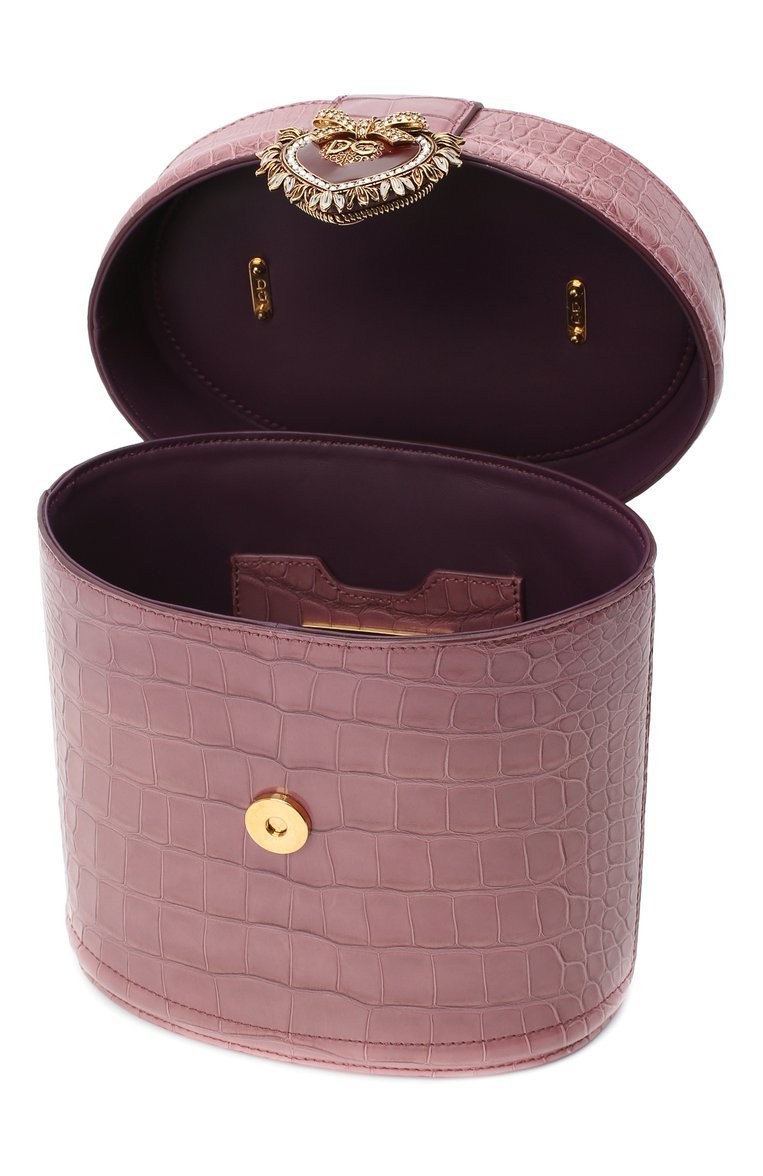 Женская сумка devotion из кожи аллигатора DOLCE & GABBANA темно-розового цвета, арт. BB6800/B2DE5/AMIS | Фото 4 (Размер: mini; Ремень/цепочка: На ремешке; Сумки-технические: Сумки через плечо, Сумки top-handle; Материал: Экзотическая кожа)