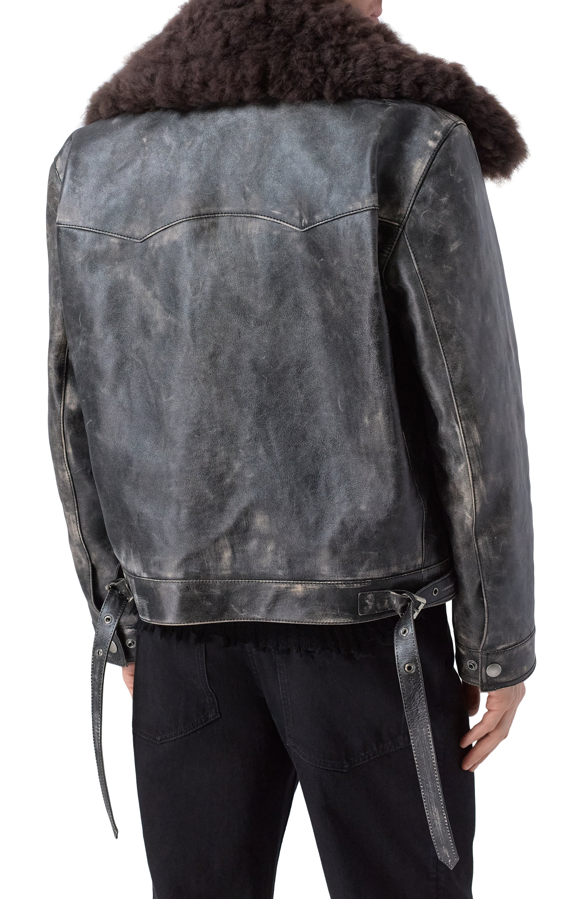 Кожаная куртка с воротником из овчины ANN DEMEULEMEESTER, арт. B0013398/LT169, фото 4