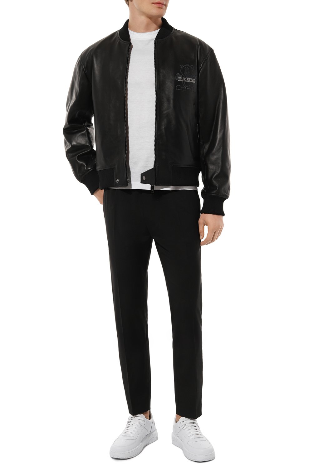 Кожаный бомбер ICEBERG черного цвета по цене 61700 руб., арт. Z021/6804, фото 2 Кожаный бомбер ICEBERG, арт. Z021/6804, фото 2