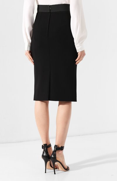 Шерстяная юбка DOLCE & GABBANA черного цвета по цене 72500 руб., арт. F4AQVT/FUBDY, фото 4 Шерстяная юбка DOLCE & GABBANA, арт. F4AQVT/FUBDY, фото 4