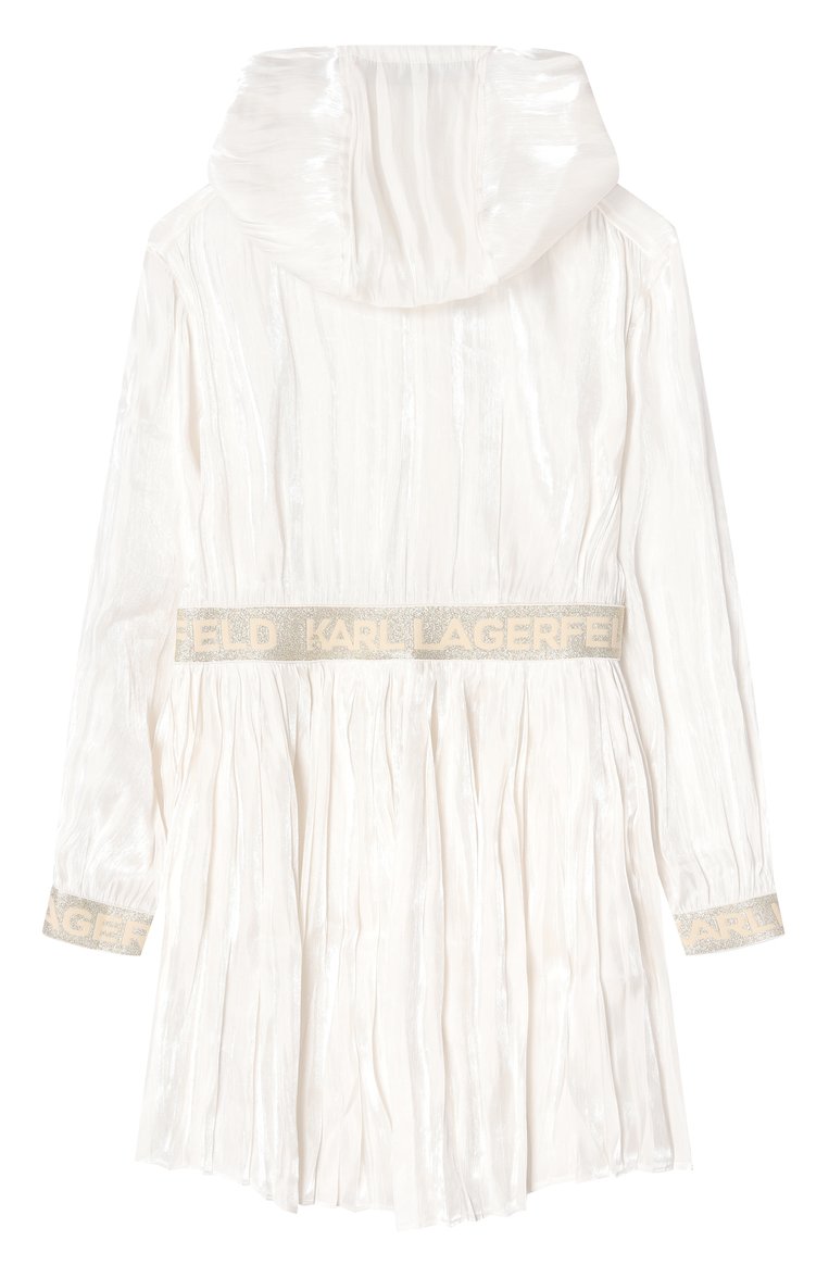 Детский плащ KARL LAGERFELD KIDS молочного цвета, арт. Z30490 | Фото 2 (Рукава: Длинные; Кросс-КТ: Демисезон; Материал внешний: Синтетический материал; Ростовка одежда: 7 лет | 122 см, 9 лет | 134 см, 13 - 15 лет | 158 см, 12 лет | 152 см, 16 лет | 164 см)