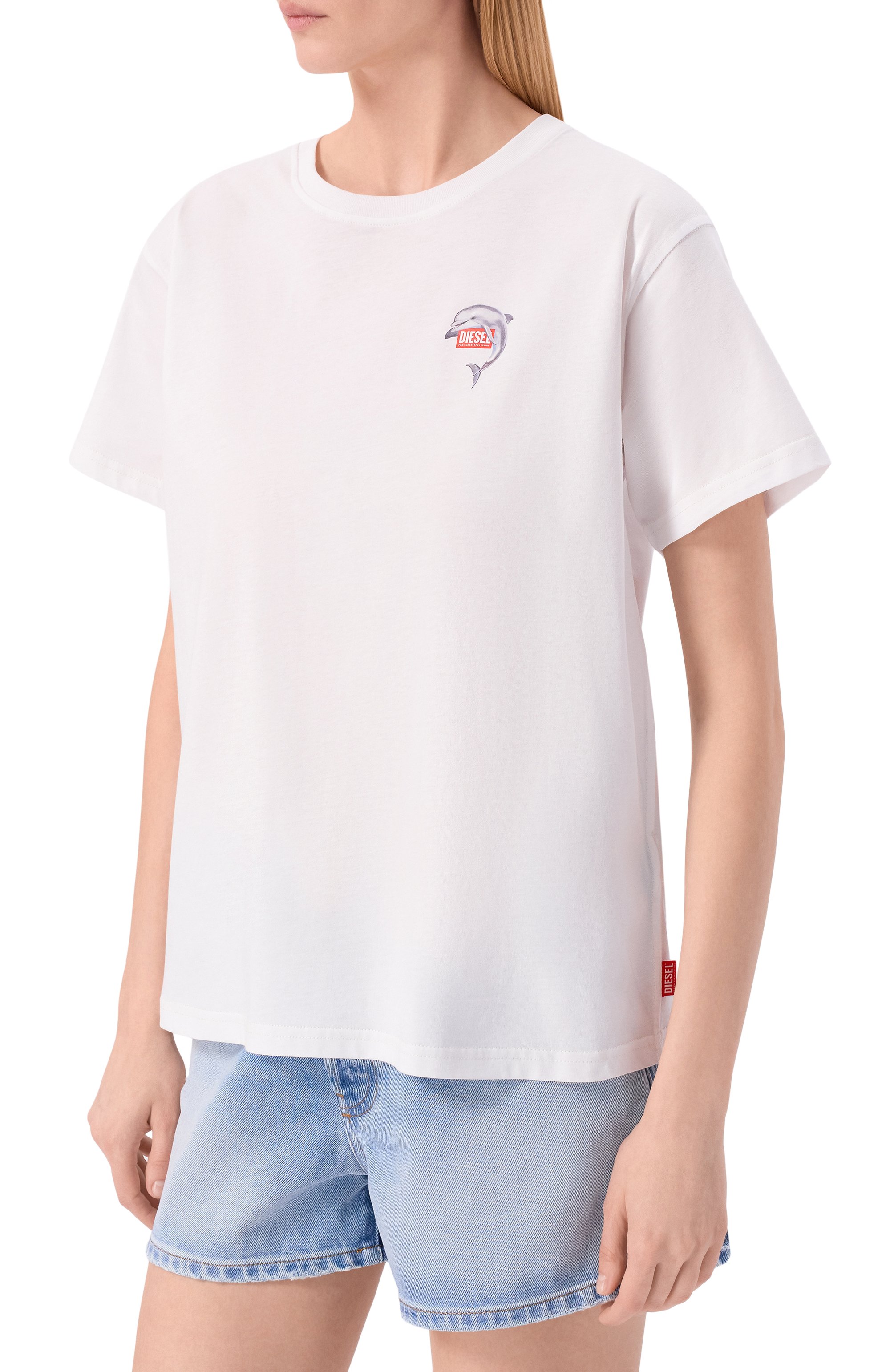 Хлопковая футболка DIESEL белого цвета по цене 7995 руб., арт. A21920/0JMBD, фото 3 Хлопковая футболка DIESEL, арт. A21920/0JMBD, фото 3