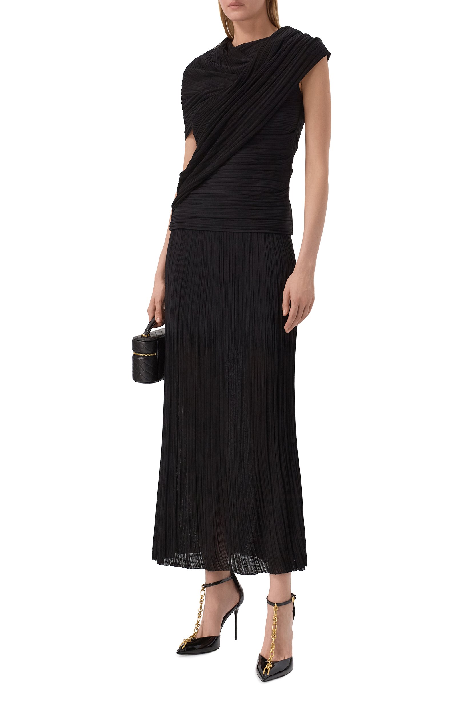 Юбка из вискозы BALMAIN черного цвета по цене 209500 руб., арт. HF1LE710/KK08, фото 2 Юбка из вискозы BALMAIN, арт. HF1LE710/KK08, фото 2