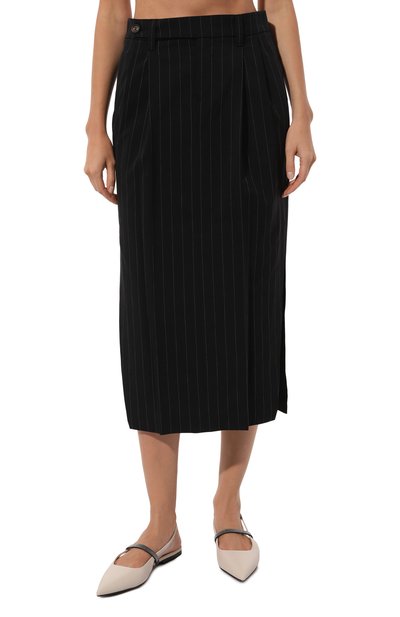 Юбка из шерсти и хлопка BRUNELLO CUCINELLI черного цвета по цене 175500 руб., арт. MP586G3664, фото 3 Юбка из шерсти и хлопка BRUNELLO CUCINELLI, арт. MP586G3664, фото 3