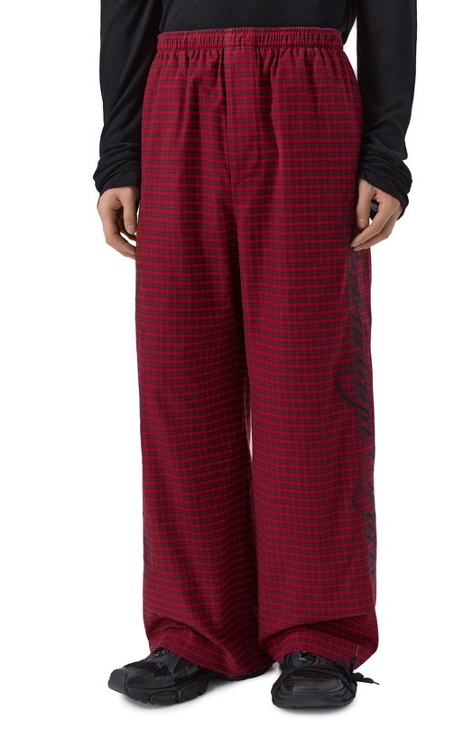 Хлопковые брюки Balenciaga 857655/TTM25 Красный  857655/TTM25 Фото 3