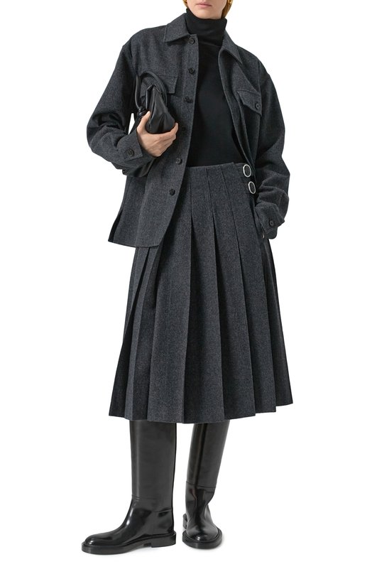 Шерстяная юбка Jil Sander J40MA0153-J40182 Серый  J40MA0153-J40182 Фото 2