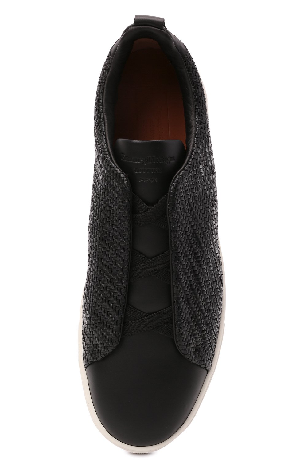 Мужские черные кожаные кеды triple stitch ZEGNA купить в интернет