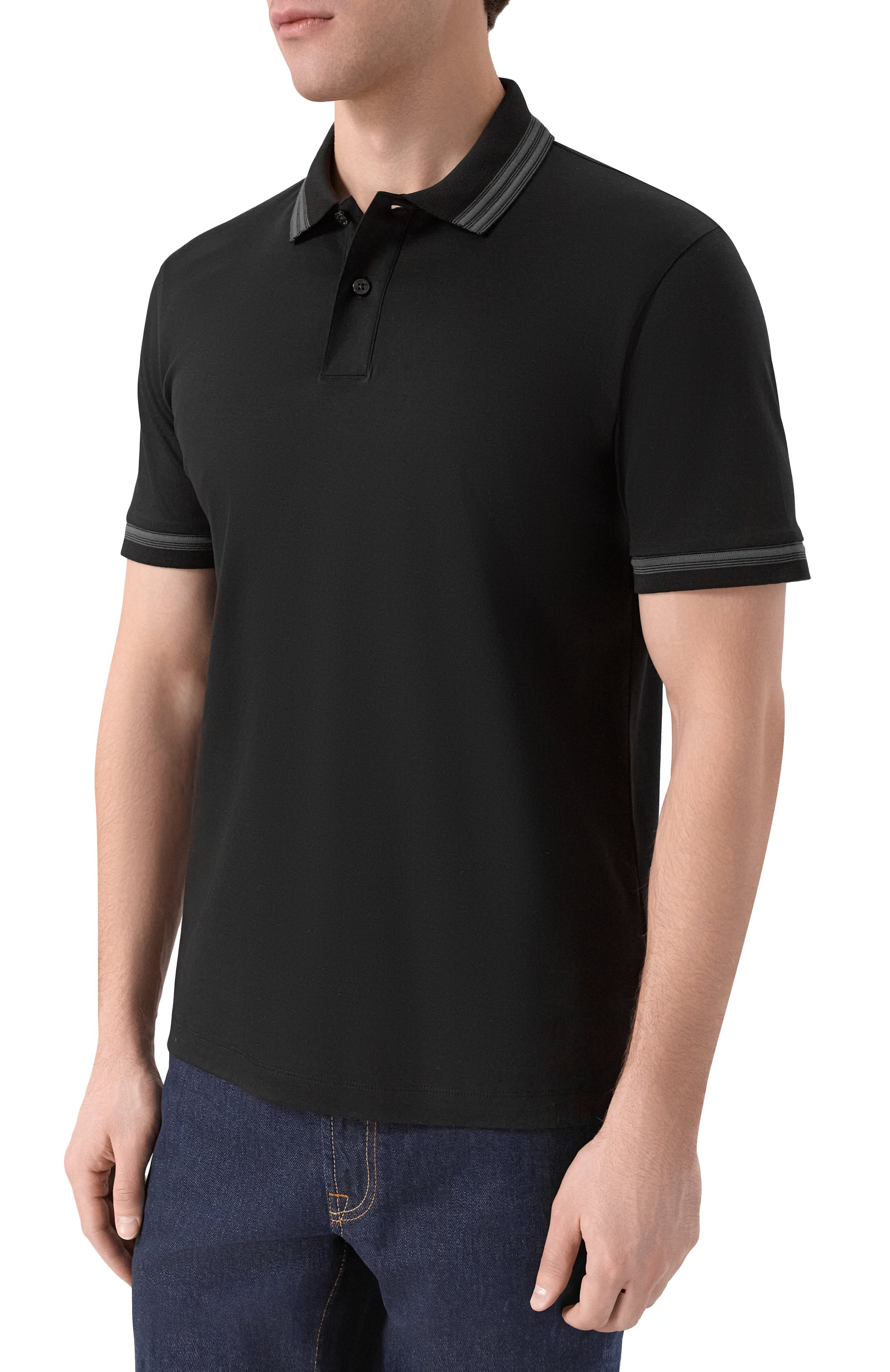 Хлопковое поло BOSS черного цвета по цене 19950 руб., арт. 50554529, фото 3 Хлопковое поло BOSS, арт. 50554529, фото 3